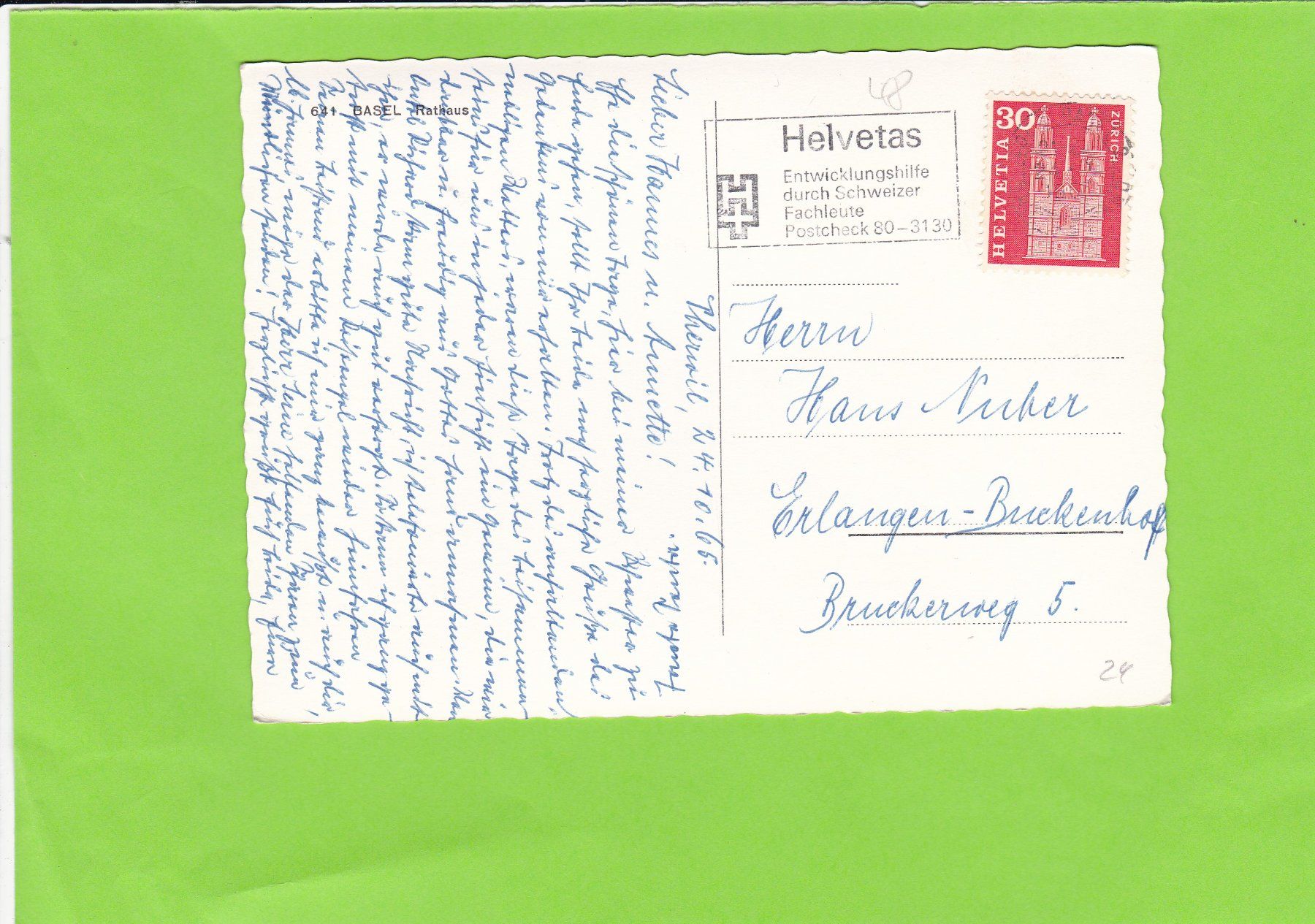 Cartoline postali: Basel-Rathaus-Oldtimer – Usato da St. Peterzell venduto da neckertal 1