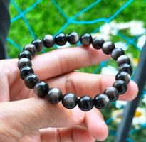 Bracelet en Obsidienne Argentée 8mm