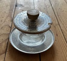 Zuckerdose Alu/Glas Sigg, handgehämmert