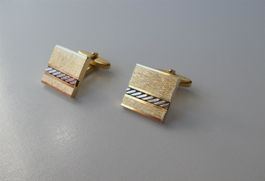 Manschettenknöpfe golden silbern Quadrat