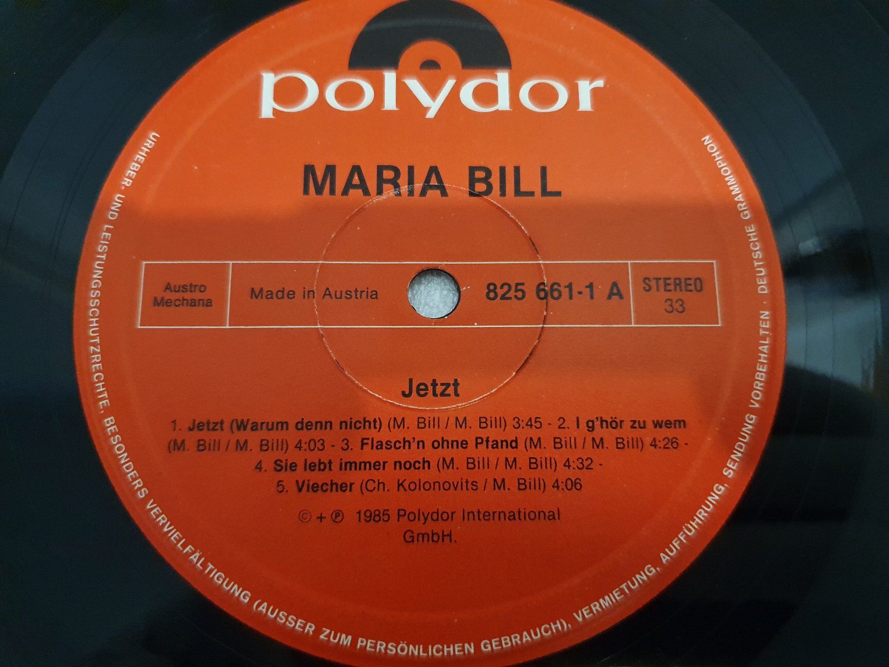 Dischi in vinile: Maria Bill – Jetzt – Usato da Uster venduto da Vinyl-Leidenschaft 4