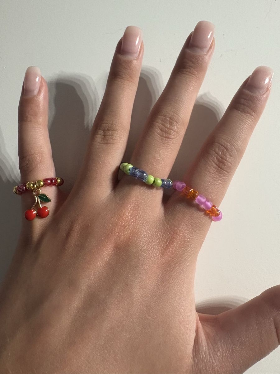 Anelli: 3er Set handgemachte Perlenringe, Unikat Schmuck – Nuovo (secondo la descrizione) da Winterthur venduto da nik_pr58 2