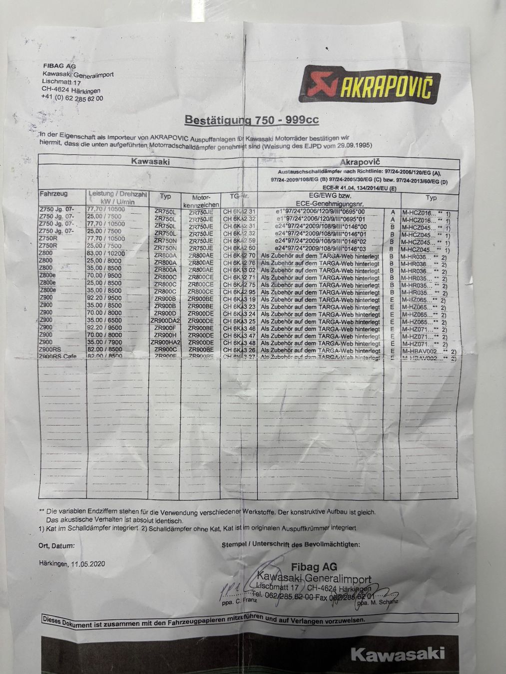 Kawasaki Sistemi di scarico: Kawasaki Z800 Akrapovic Auspuff – Usato da Winterthur venduto da V-Maxxx 4