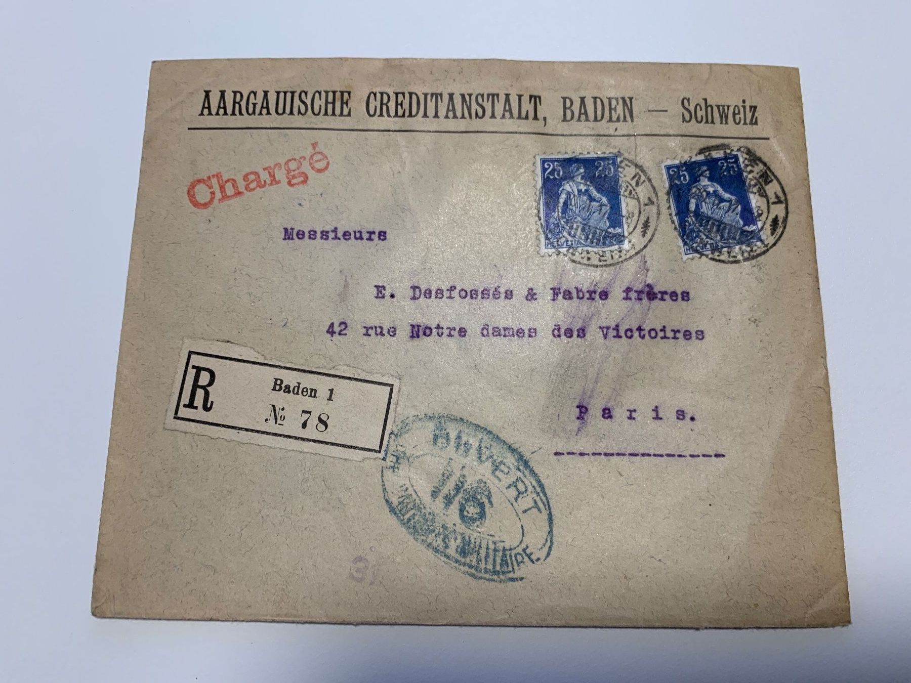 Tutti i francobolli: 2 Briefe nach Paris 22.02.1917 und 25.01.2016 mit Sigel – Usato da Willisau venduto da Repfuesch