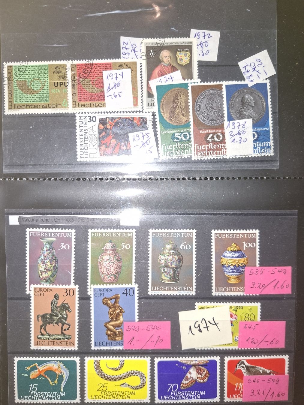 Tutti i francobolli: Briefmarkensammlung Liechtenstein Div. Marken / Briefe  – Usato da Balgach venduto da SIMEON27 7