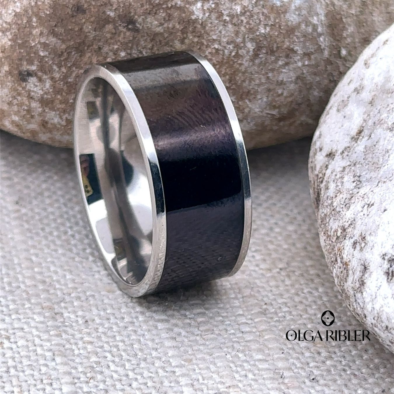 Olga Ribler Anelli: Moderner Edelstahlring in schwarz - Ringgrösse 60 – Nuovo (secondo la descrizione) da Luzern venduto da Schmuckoutlet 4