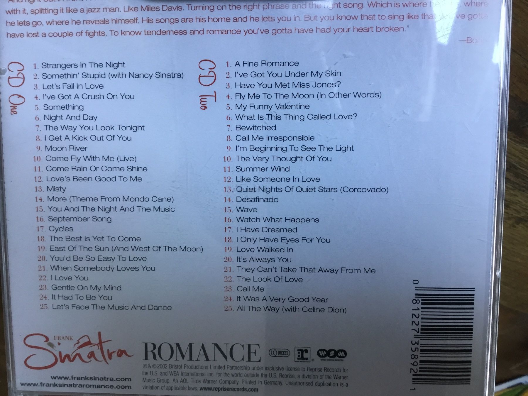 CD: Frank Sinatra - Romance, Doppel CD 💿 – Usato da Thierachern venduto da sweden08 1