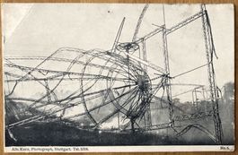Alte Postkarte Gerüst Zeppelin-Luftschiff - Das Steuer