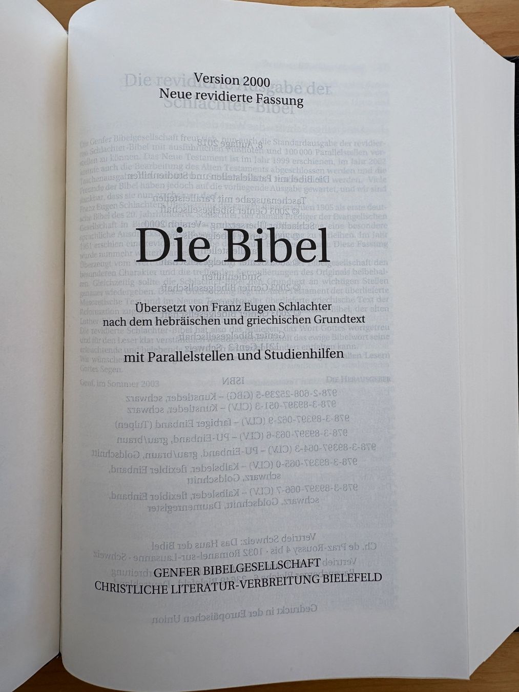 Livres: Bibel Schlachter 2000 – D'occasion à Auenstein par 5222 1