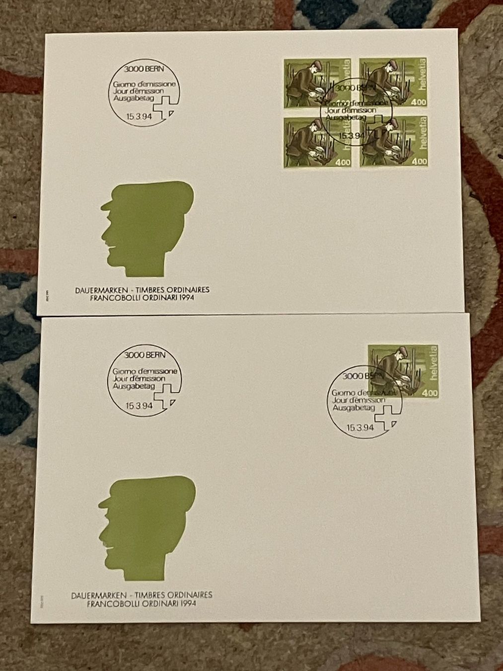 Tutti i francobolli: 2 CH FDC Viererblock und Eimzelmarke 1994 – Usato da Koblenz venduto da Markenhimmel