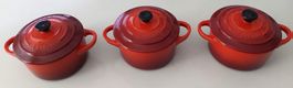 3 Le Creuset Mini-Cocottes mit Deckel, neuwertig