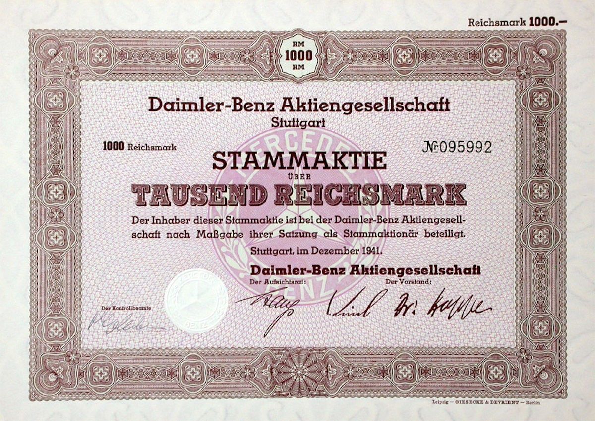 Documenti: Daimler-Benz AG, Stuttgart - 1941 – Usato da Solothurn venduto da Sgasche