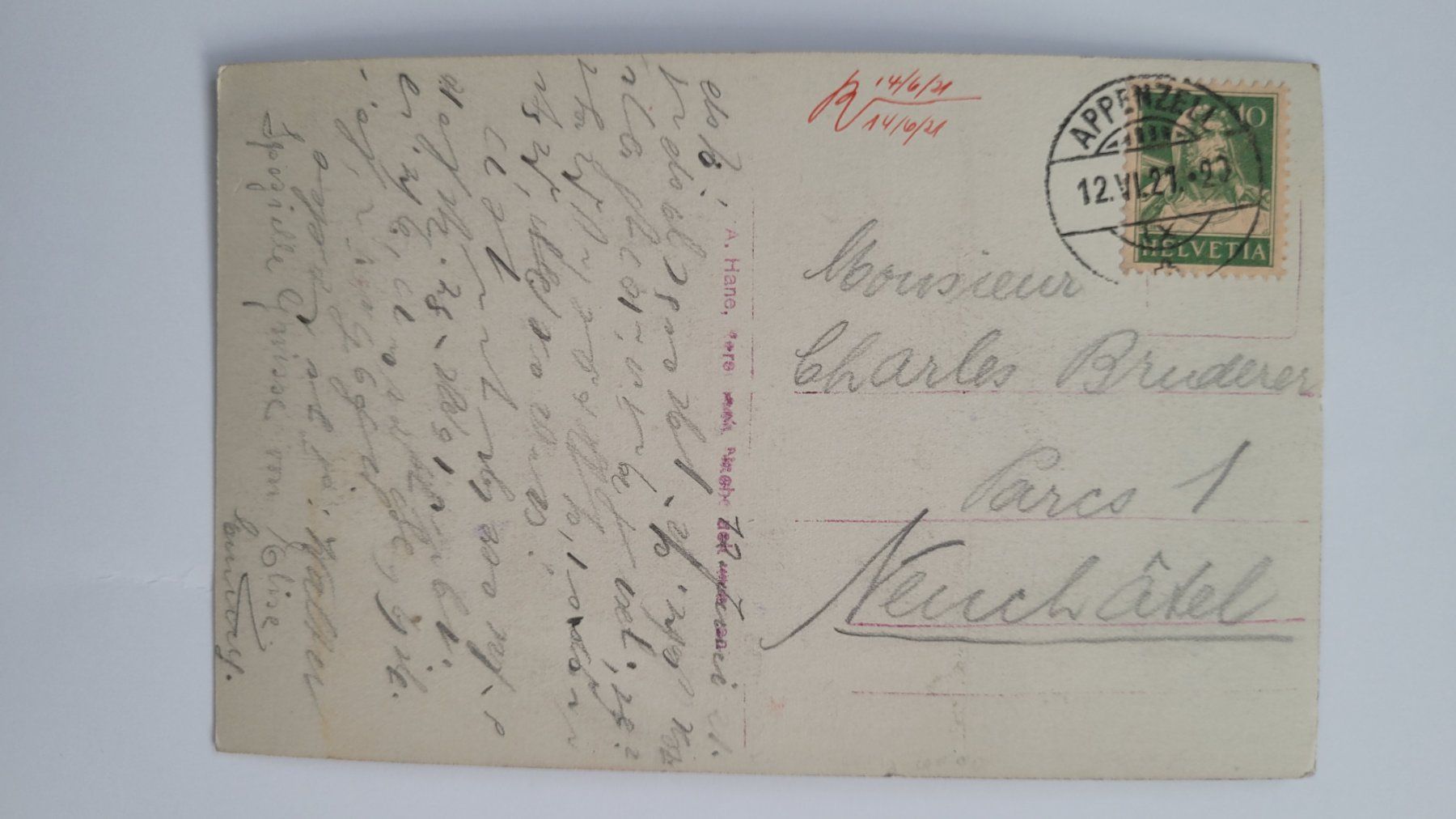 Cartoline postali: Ansichtskarte Gonten Bären  Kutsche 1921 R34 – Usato da nunningen venduto da mic_88k2 1