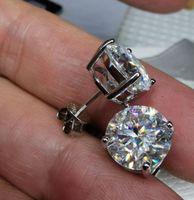 Boucles d'oreille argent avec diamants de moissanite de 6 ct