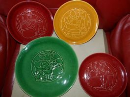 Bunte Fondueteller, vintage