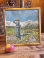 Segantini Alpen Kunstdruck alt gerahmt