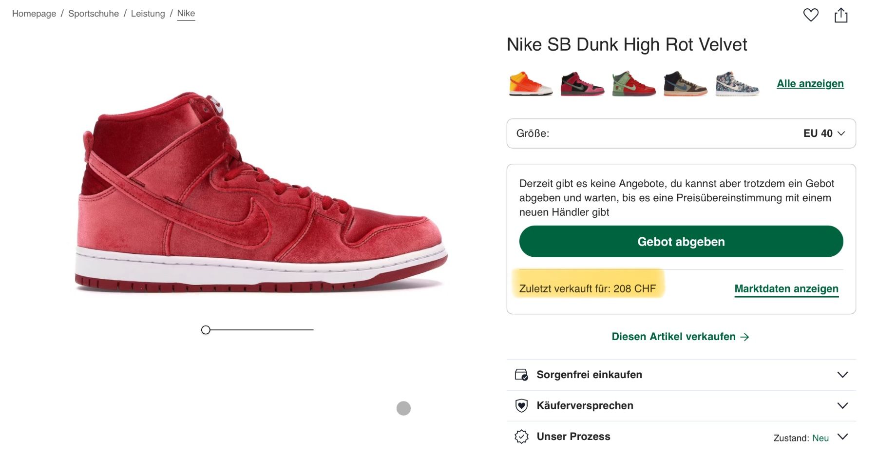 Nike Scarpe da uomo: Nike SB Dunk High Velvet 2016 | 40 – Usato da Uetikon am see venduto da seller.2020 8