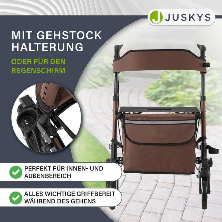 Gehhilfen: Aluminium Rollator klappbar Sitzfläche Einkaufstasche Braun – Neu und originalverpackt aus Kreuzlingen von DealBlitz 3