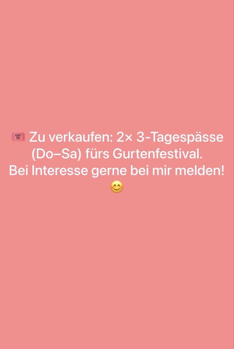 Tickets: 2x Gurten drei Tagespass (Do - Sa) – Neu und originalverpackt aus Düdingen von Jan_94