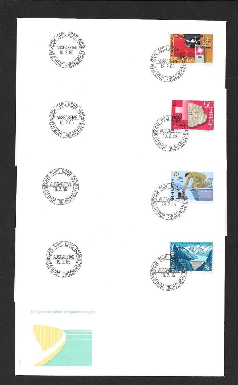 Tutti i francobolli: 4 FDC 711 - 714 Serie Einzelmarken ET Bern 19.2.1985 – Usato da Olten venduto da clotaldi
