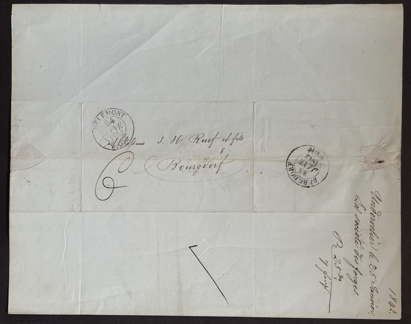 Dokumente: HISTORISCHES HANDSCHRIFTLICHES DOKUMENT VON 1842 – Gebraucht aus Ostermundigen von wini63