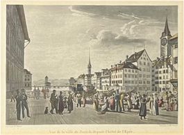 Vue de la Ville de Zurich- depuis l'Hotel de l'Epée.