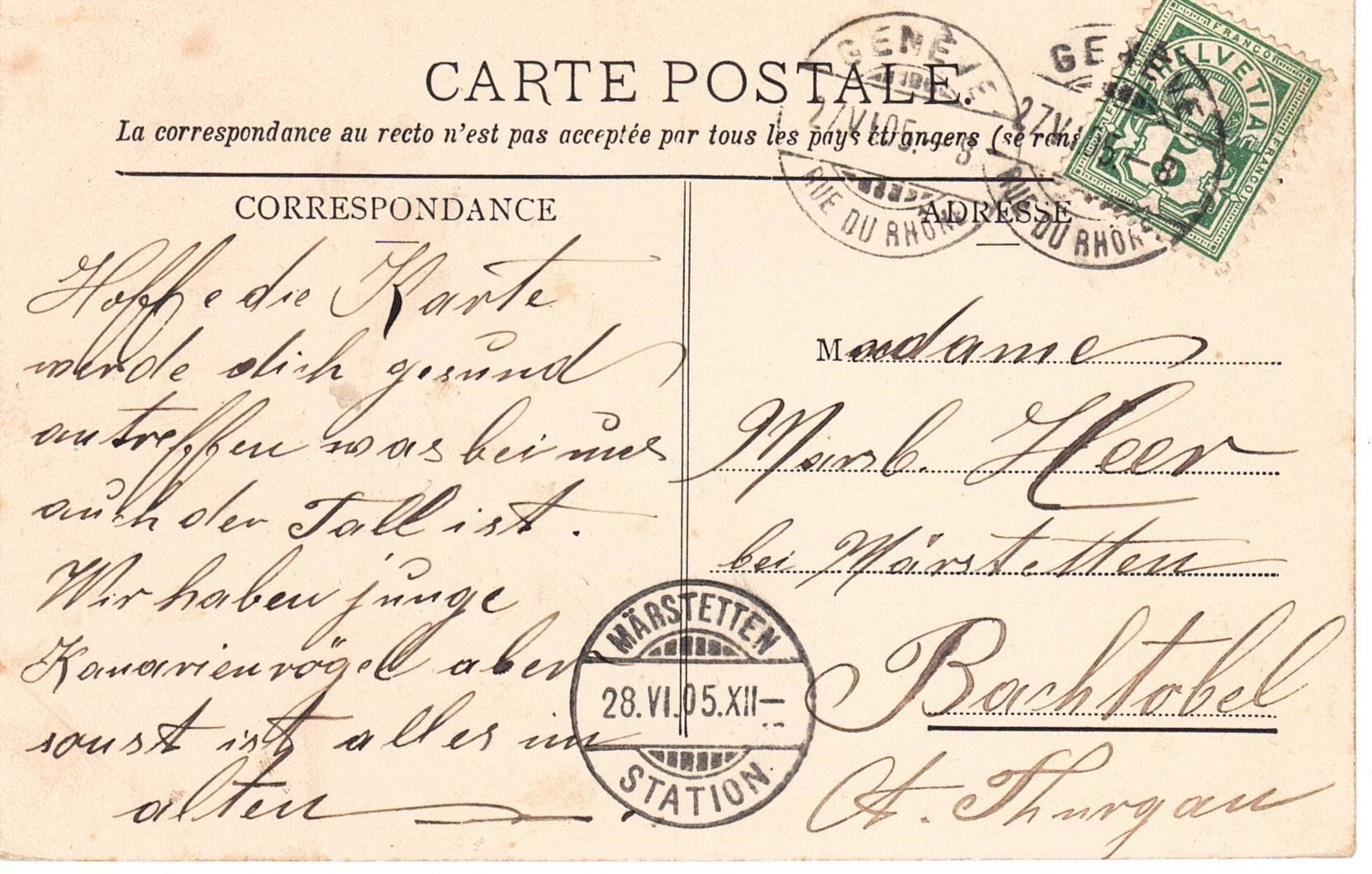 Cartoline postali: 1905 Genève, Jardin Anglais – Usato da Kreuzlingen venduto da Koi4 1