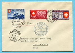 Brief Internat. Ballonwettfliegen Zürich 1939 nach Bäretswil