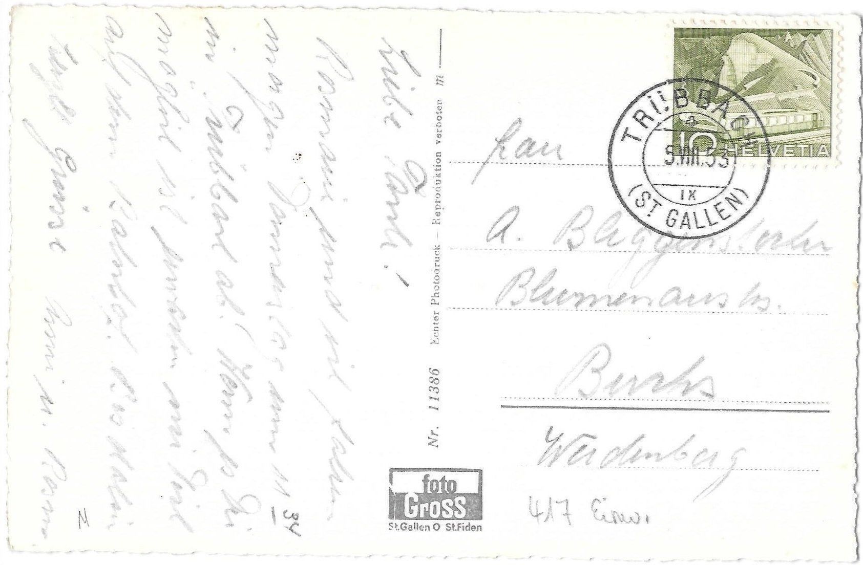 Cartoline postali: Trübbach mit Falknis – Usato da Olten venduto da clotaldi 1