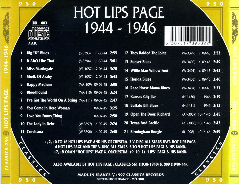 CDs: Jazz-CD:  Hot Lips Page 1944 -1946  (Classics) – Gebraucht aus Hochfelden von mue_lhm9 2