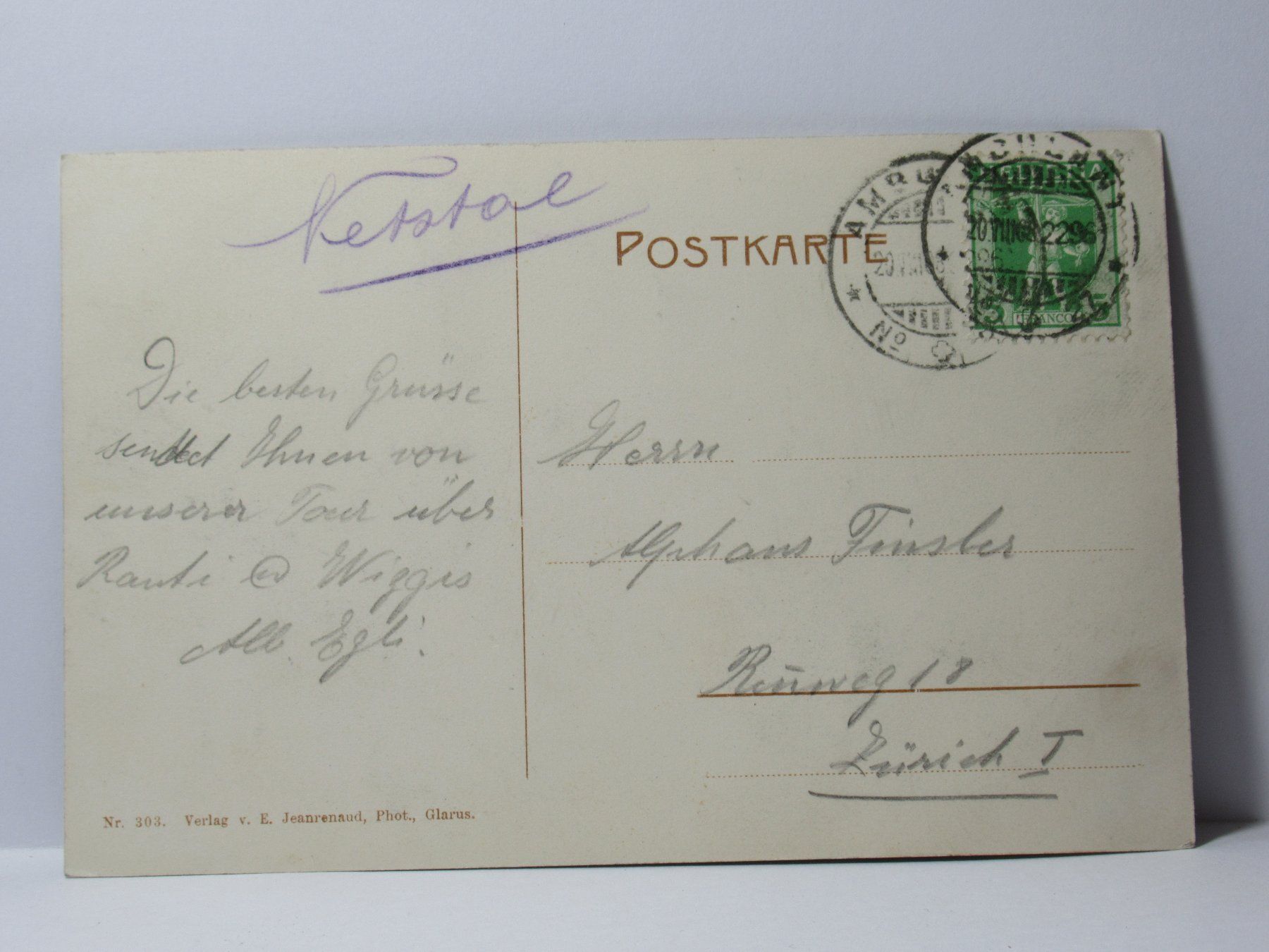 Ansichtskarten: Obersee , Brünnelistock  1908 – Gebraucht aus Grenchen von Bluemchen1900 1
