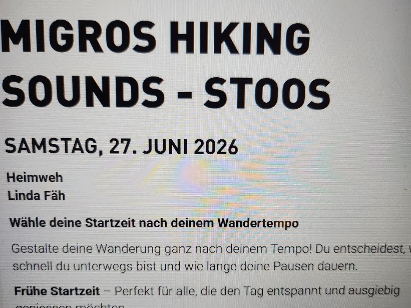 Tickets: Hiking Sounds - Stoos 27. Juni 2026 - Heimweh & Linda Fäh – Neu (gemäss Beschreibung) aus Sierre von Lys1954 1