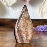 ✲ Seidenachat Quarz Tropfen Freiform ✲ 87g / 87mm Silk Agate