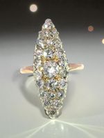 Sale! Antik viktorianisch Navette Diamant Ring 14k Rosé Gold