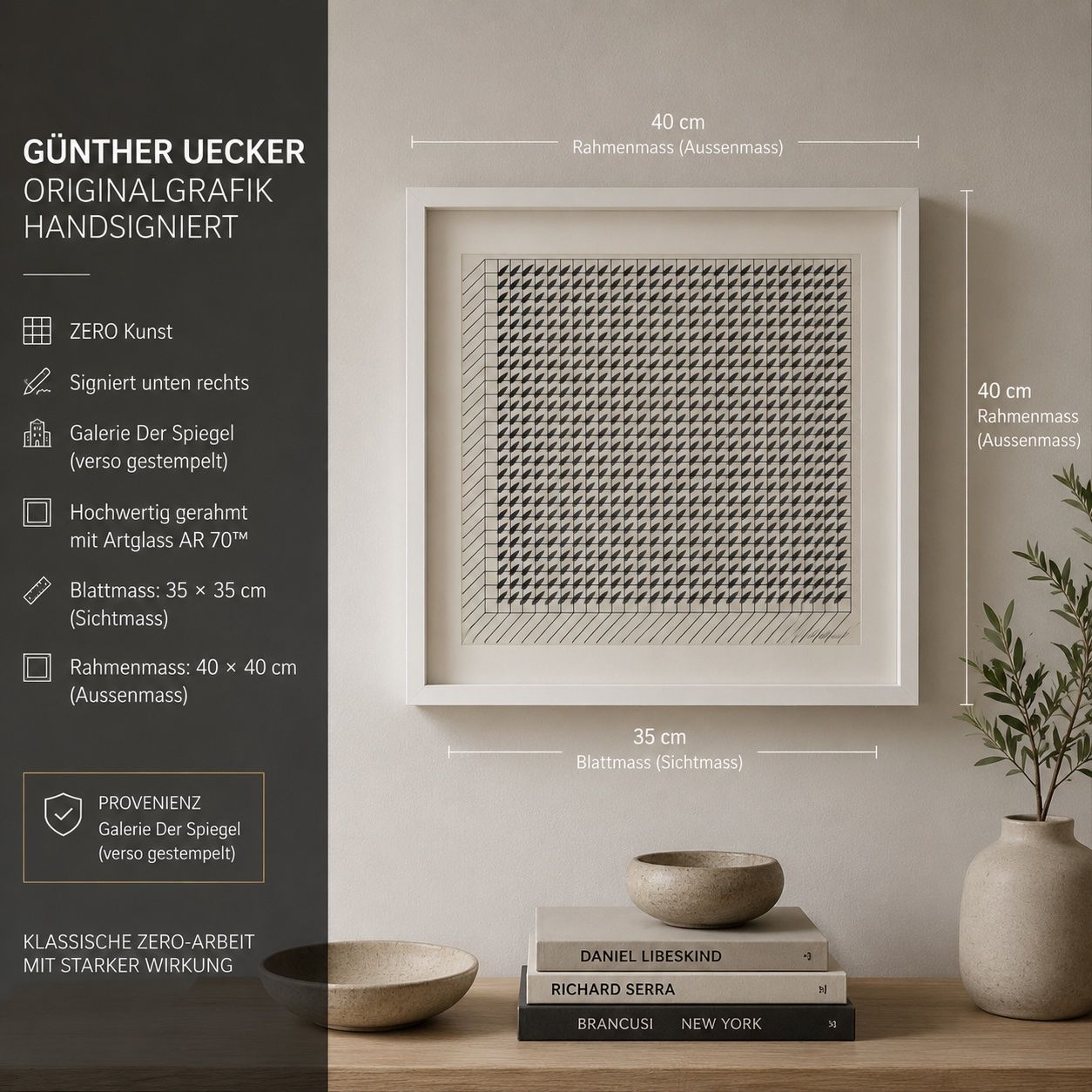 Grafica & Litografie: Günther Uecker handsigniert ZERO Grafik gerahmt – Nuovo (secondo la descrizione) da Rheineck venduto da Luoluo