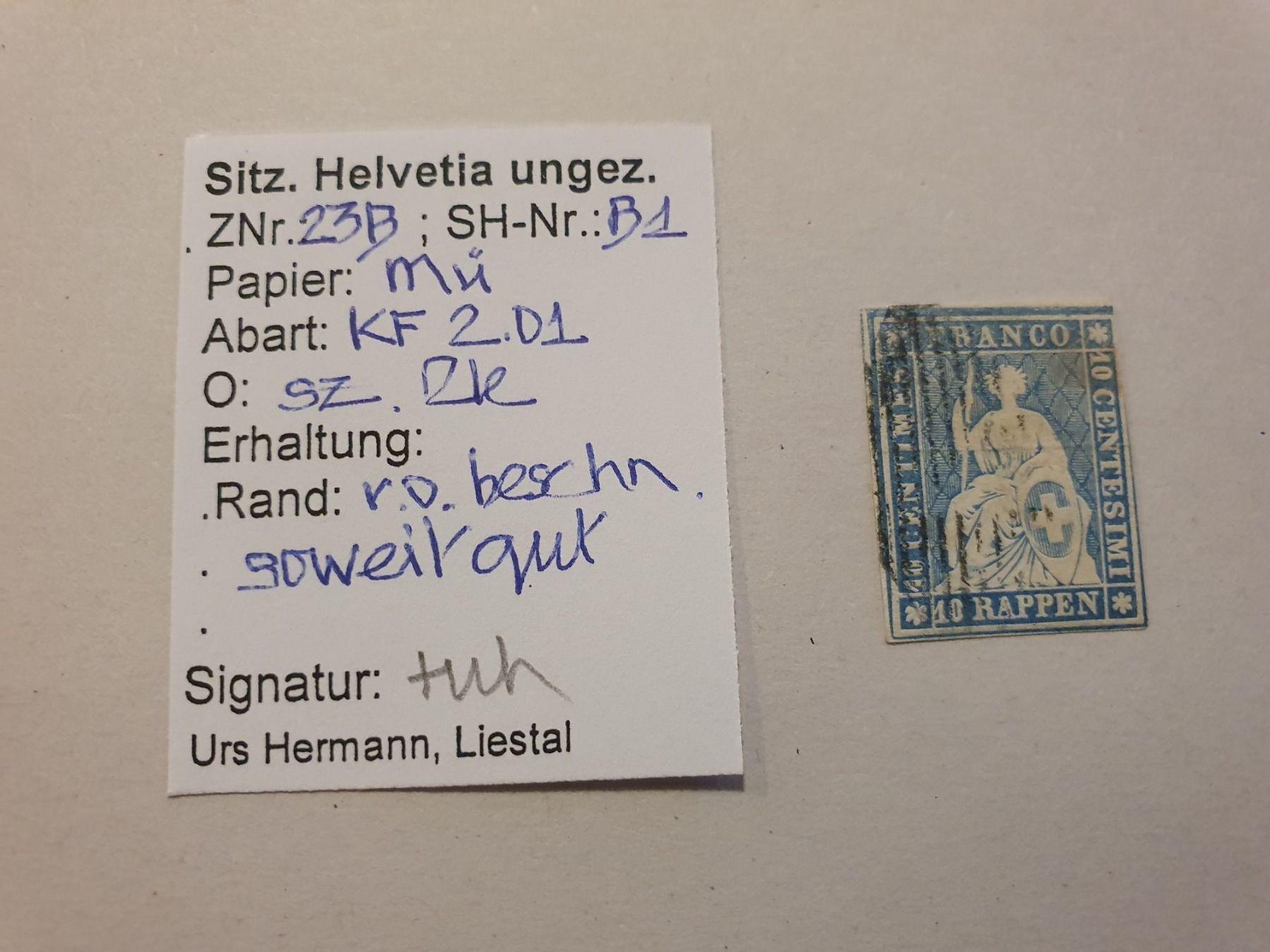 Alle Briefmarken: 23B KF 2.01 Strubel – Gebraucht aus Balgach von SIMEON27 1