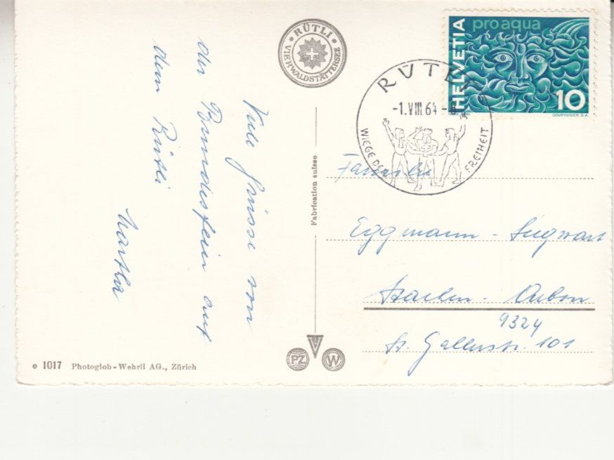 Cartoline postali: Rütli 1964 – Usato da Bürglen TG venduto da StampGraf 1