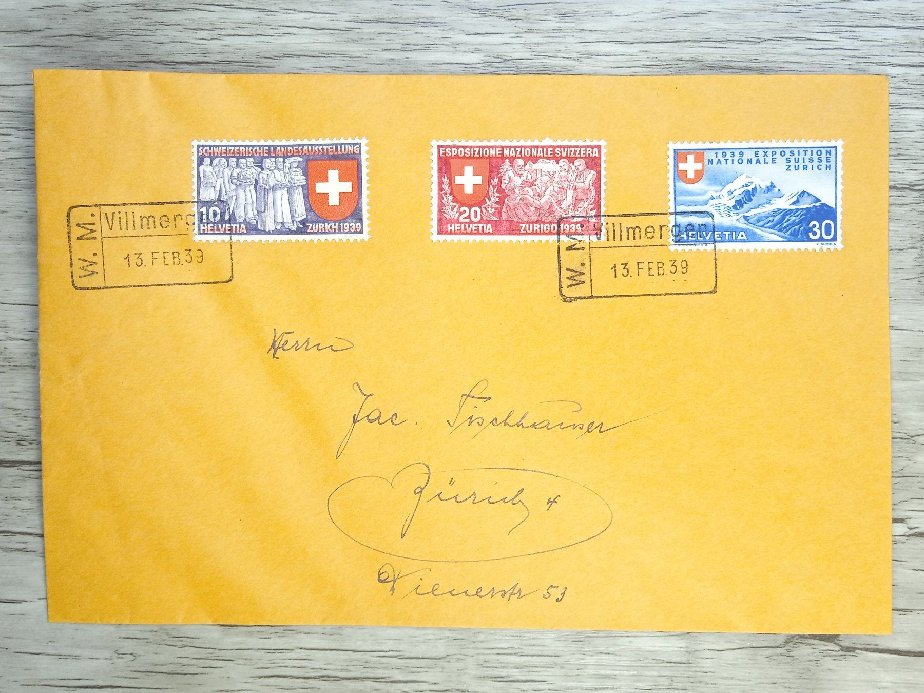 Tutti i francobolli: TR80 Enveloppe + Timbre Suisse 1939 – Usato da Cousset venduto da Patrick_Collections