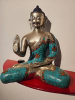 Bouddha en métal serti de pierres Inde, XXe/XXIe siècle