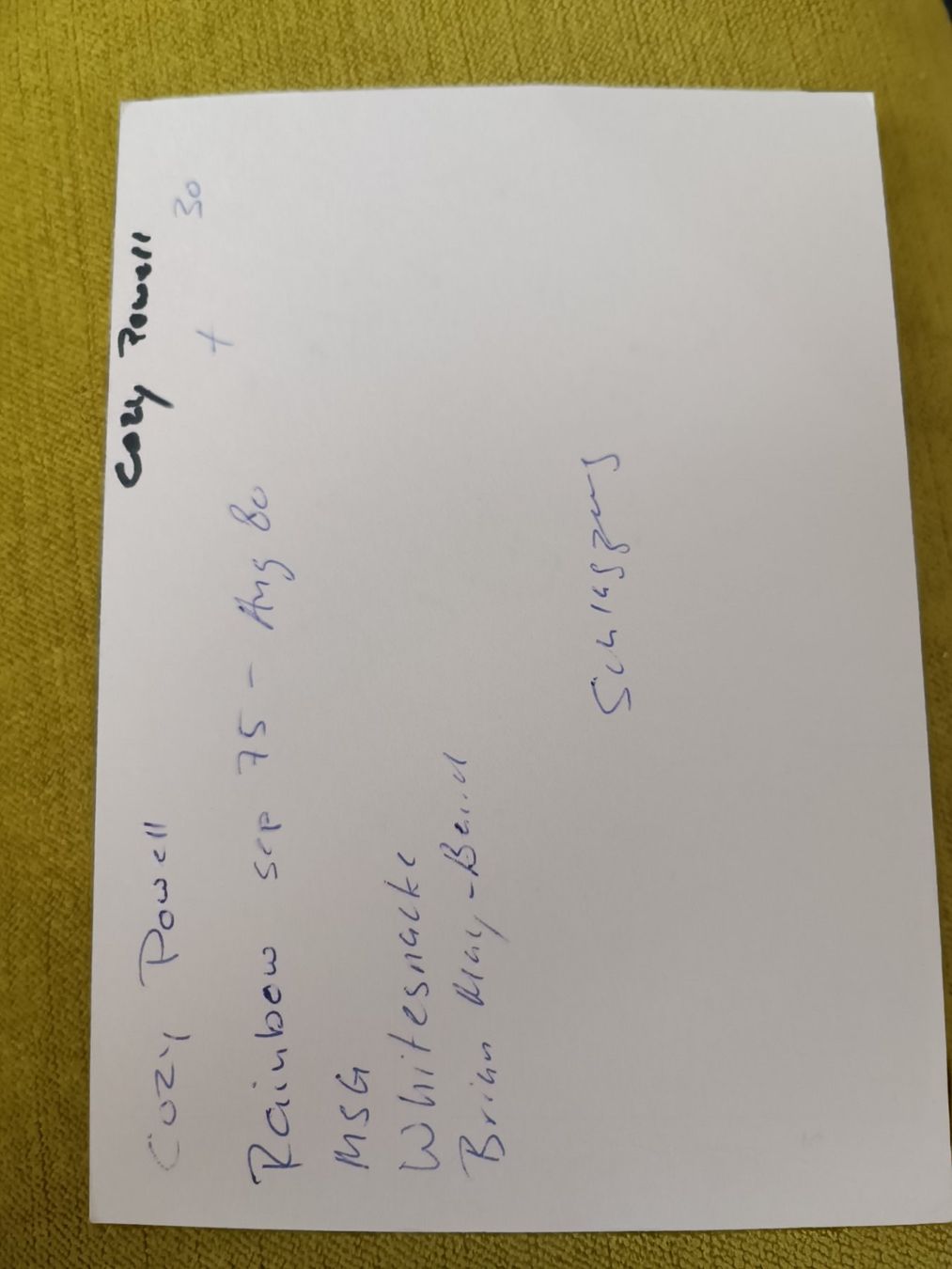 Autografi: Cozy Powell - persönlich gesammelt – Usato da Menziken venduto da Artographs 1