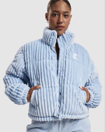 Karl Kani Cord Puffer Jacket, Hellblau, Gr. XS, Neuwertig