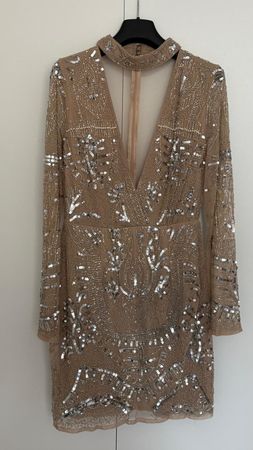 Kleid PEACE + LOVE beige Grösse 40 Pailletten
