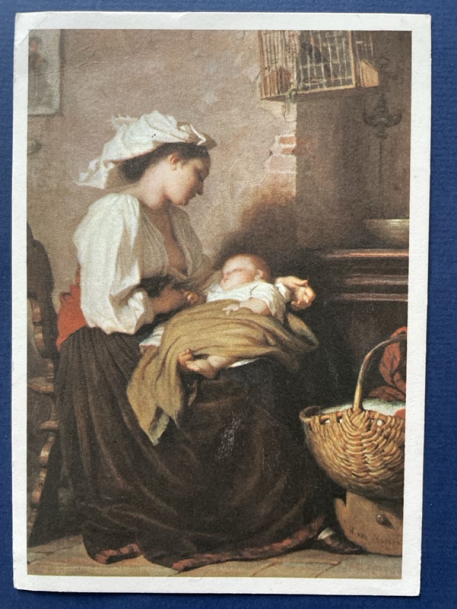 Cartoline postali: Alte Ansichtskarte "Mutter und Kind" von A. van Muyden 1961 – Usato da Neuhausen am Rheinfall venduto da Arielle55