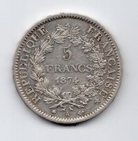 (375) Frankreich, 5 Francs, 1874, hübsch