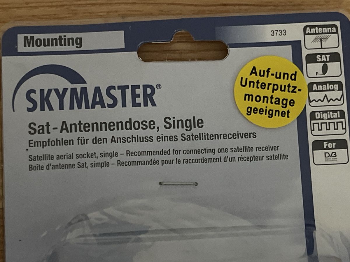 Radiocomunicazione: SKYMASTER Sat-Antennendose Single neu & originalverpackt 📺 – Nuovo e nell'imballaggio originale da Wettingen venduto da Kawasaki987 1