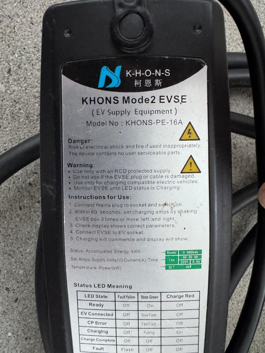 Chargeurs de batterie: Auto Ladegerät KNONS Mode 2 EVSE 16A – D'occasion à Sempach par sta_p662 2
