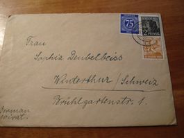 Brief um 1950, Deutsche Post, gelaufen, bunt frankiert
