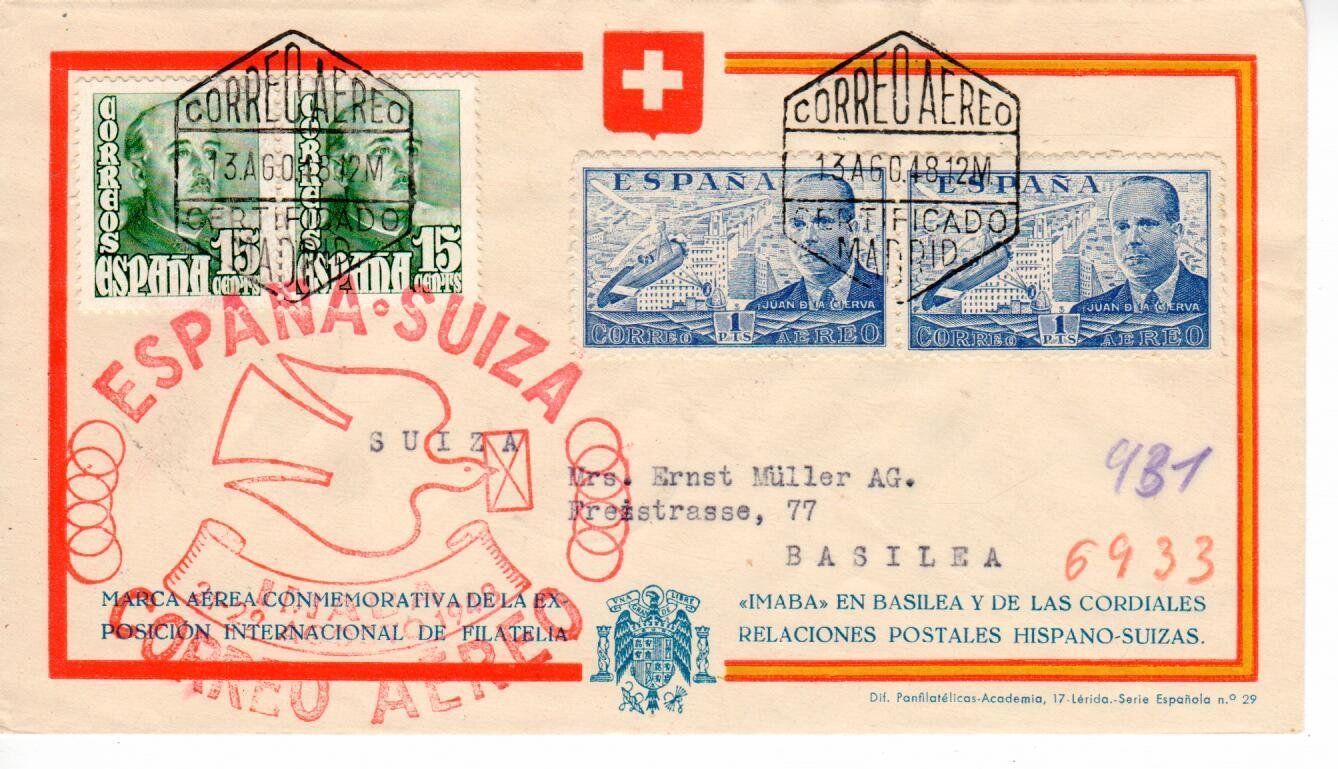 Tutti i francobolli: Brief Spanien 1948 – Usato da Wolhusen venduto da Curver9