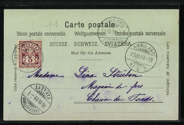 Ansichtskarten: Mondschein-Lithographie Genève, Uferpar – Gebraucht aus Berlin von bartko-reher 1