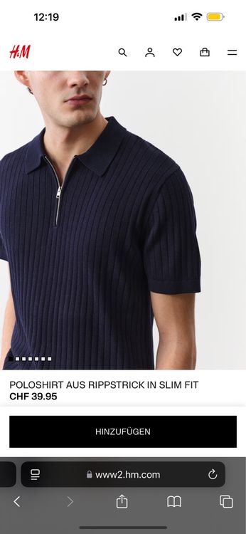 H&M Slim Fit Knitted Polo Shirt Size S Navy Blue New 4